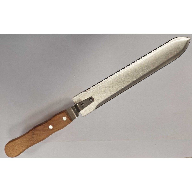 Nož za odkrivanje satov nazobčan/raven, lesen ročaj 